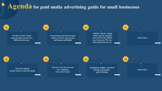 Agenda For Paid Media Advertising Guide For Small Businesses MKT SS V