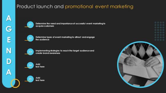 Agenda For Product Launch And Promotional Event Marketing Ppt Icon Example Introduction