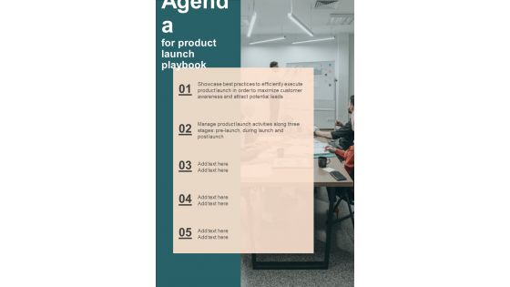 Agenda For Product Launch Playbook One Pager Sample Example Document
