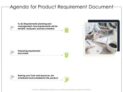 Agenda for product requirement document ppt powerpoint presentation professional layouts