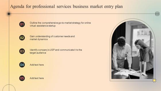 Agenda For Professional Services Business Market Entry Plan GTM SS V