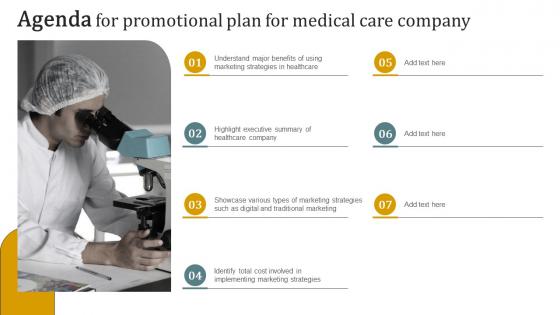 Agenda For Promotional Plan For Medical Care Company Strategy SS V