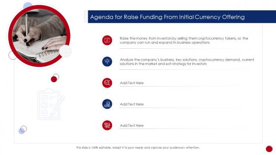Agenda for raise funding from initial currency offering