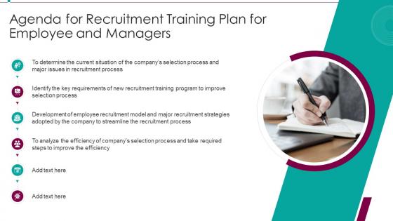Agenda For Recruitment Training Plan For Employee And Managers