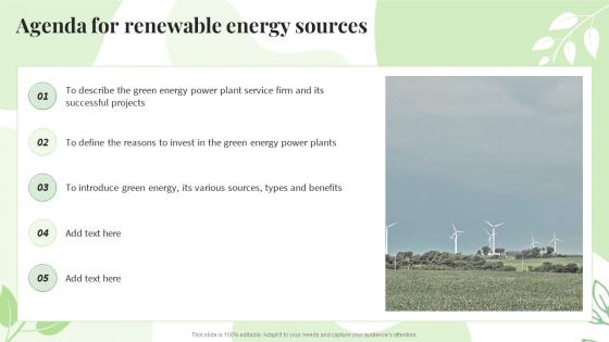 Agenda For Renewable Energy Sources Ppt Powerpoint Presentation File Guidelines