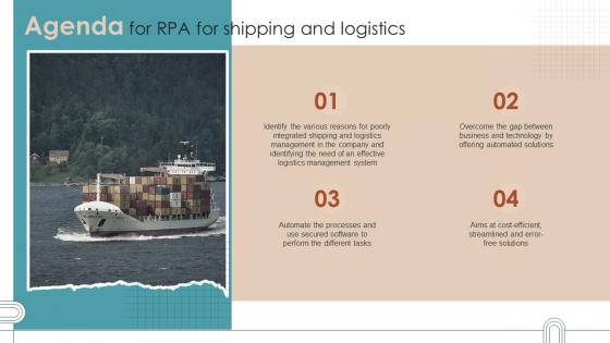 Agenda For RPA For Shipping And Logistics Ppt Slides Background Images