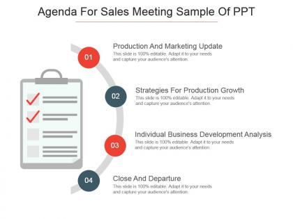 Agenda for sales meeting sample of ppt