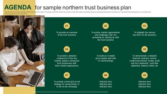 Agenda For Sample Northern Trust Business Plan BP SS