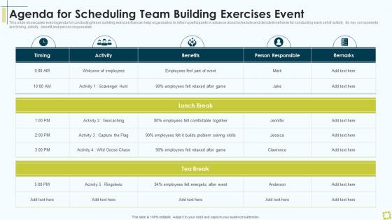 Agenda For Scheduling Team Building Exercises Event