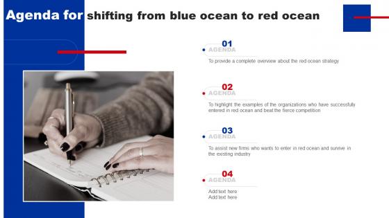 Agenda For Shifting From Blue Ocean To Red Ocean Ppt Icon Introduction Strategy SS V
