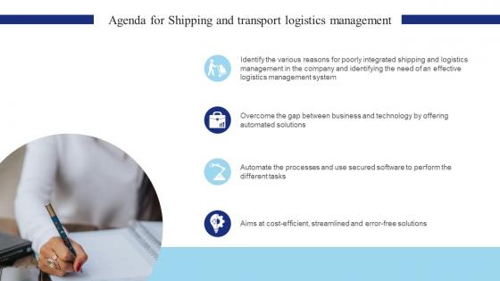 Agenda For Shipping And Transport Logistics Management Ppt Slides Icons