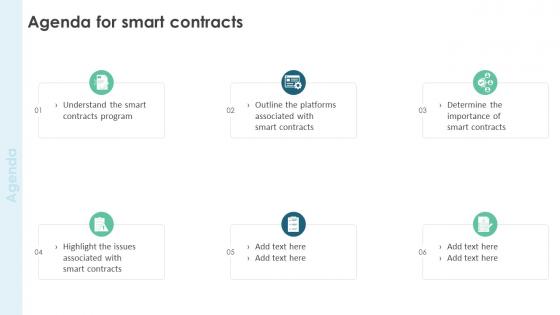Agenda For Smart Contracts Ppt Outline Gridlines