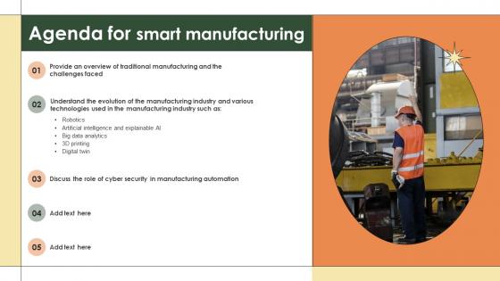 Agenda For Smart Manufacturing Ppt Show Graphics Tutorials