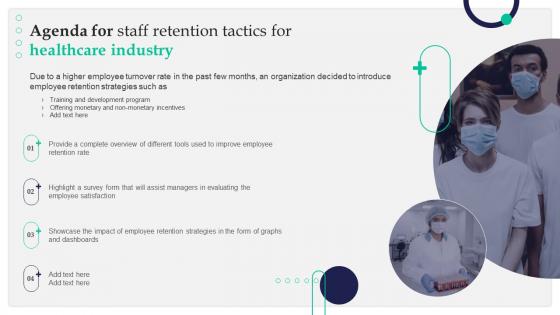 Agenda For Staff Retention Tactics For Healthcare Industry Ppt Slides Background Images