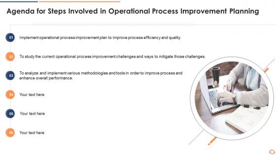 Agenda for steps involved in operational process improvement planning