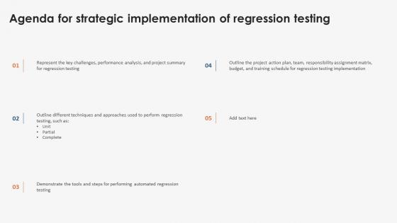 Agenda For Strategic Implementation Of Regression Testing