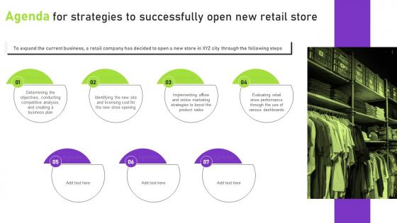 Agenda For Strategies To Successfully Open New Retail Store Ppt Slides