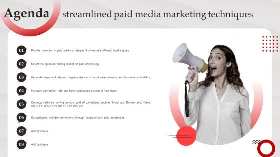 Agenda For Streamlined Paid Media Marketing Techniques Ppt Icon Designs Download MKT SS V