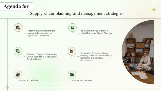 Agenda For Supply Chain Planning And Management Strategies Ppt Mockup