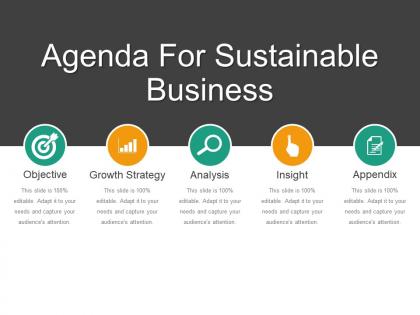 Agenda for sustainable business good ppt example