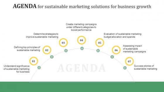 Agenda For Sustainable Marketing Solutions For Business Growth MKT SS V