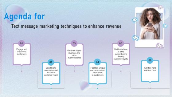 Agenda For Text Message Marketing Techniques To Enhance Revenue MKT SS