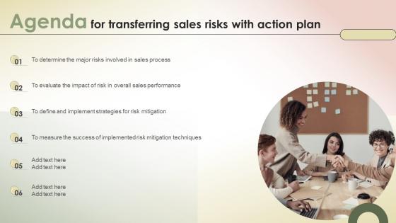 Agenda For Transferring Sales Risks With Action Plan Ppt Slides Professional