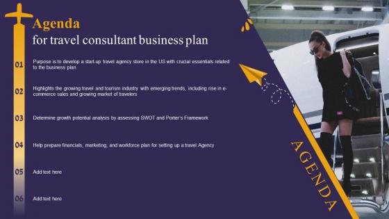 Agenda For Travel Consultant Business Plan Ppt Information BP SS