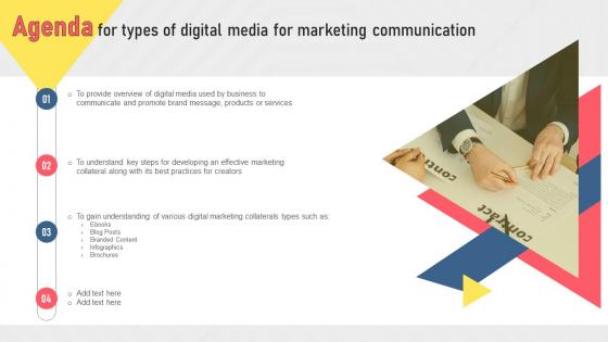 Agenda For Types Of Digital Media For Marketing Communication MKT SS V
