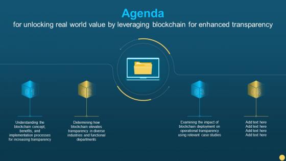 Agenda For Unlocking Real World Value By Leveraging Blockchain For Enhanced Transparency BCT SS