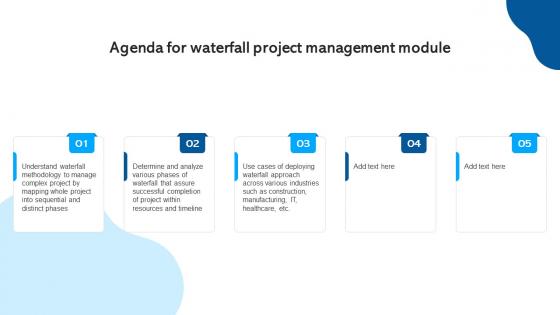 Agenda For Waterfall Project Management Module PM SS