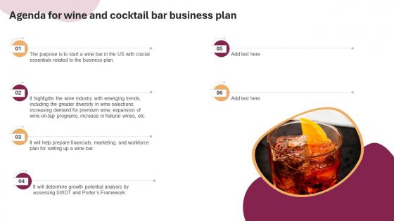 Agenda For Wine And Cocktail Bar Business Plan BP SS