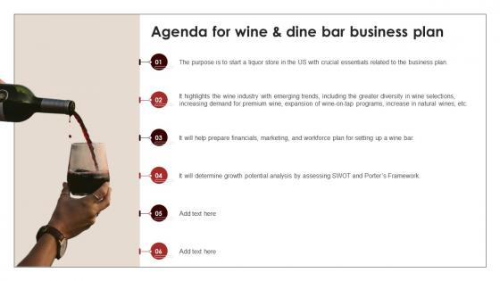 Agenda For Wine And Dine Bar Business Plan BP SS