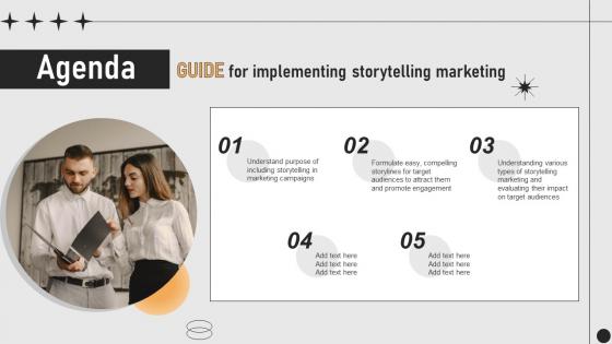 Agenda Guide For Implementing Storytelling Marketing MKT SS V