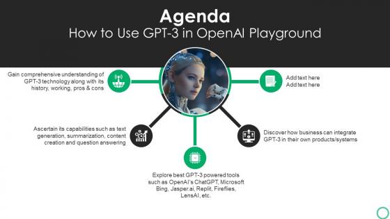 Agenda How To Use GPT 3 In OpenAI Playground Ppt Ideas Background Images ChatGPT SS V
