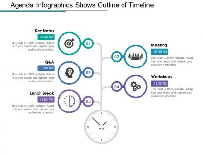 Agenda infographics shows outline of timeline