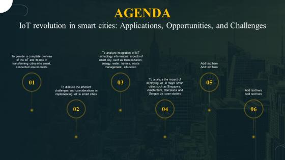 Agenda IoT Revolution In Smart Cities Applications Opportunities And Challenges IoT SS