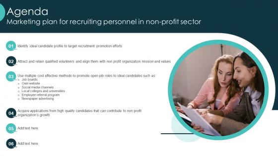 Agenda Marketing Plan For Recruiting Personnel In Non Profit Sector Strategy SS V
