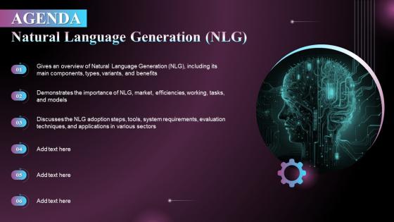 Agenda Natural Language Generation NLG Ppt Powerpoint Presentation File Good