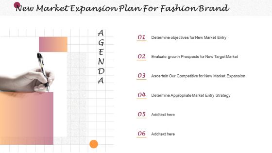 Agenda New Market Expansion Plan For Fashion Brand