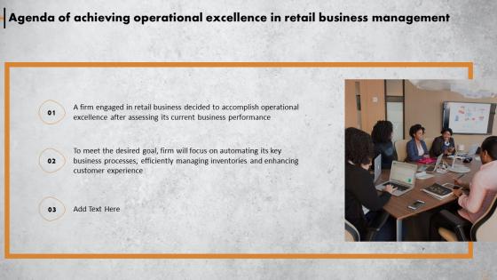 Agenda Of Achieving Operational Excellence In Retail Business Management Ppt Icon Example File