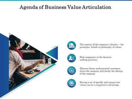 Agenda of business value articulation ppt powerpoint presentation summary
