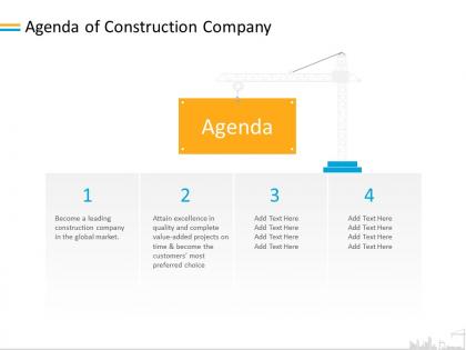 Agenda of construction company become ppt powerpoint presentation portfolio aids