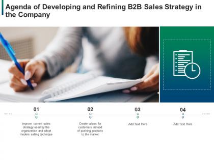Agenda of developing and refining b2b sales strategy in the company ppt styles show