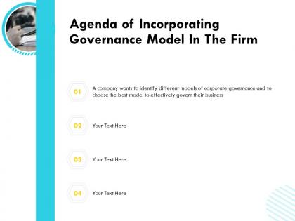 Agenda of incorporating governance model in the firm m1583 ppt powerpoint presentation deck