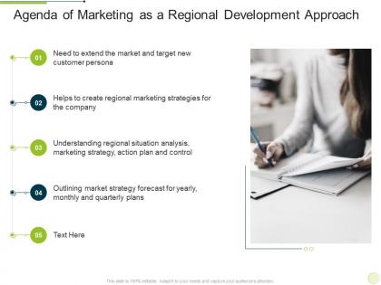 Agenda of marketing as a regional development approach ppt inspiration background images