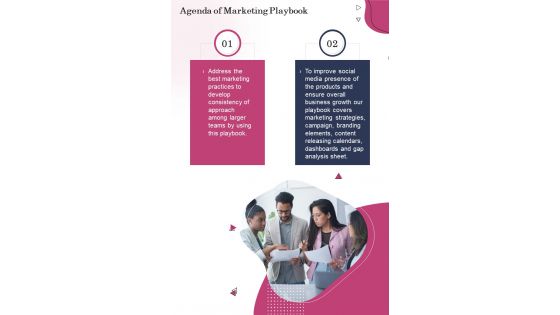 Agenda Of Marketing Playbook One Pager Sample Example Document