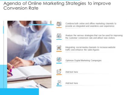 Agenda of online marketing strategies to improve conversion rate ppt pictures microsoft