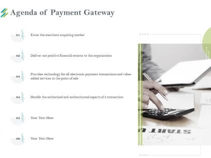 Agenda of payment gateway m2204 ppt powerpoint presentation slides show