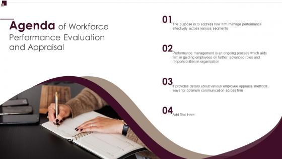 Agenda Of Workforce Performance Evaluation And Appraisal